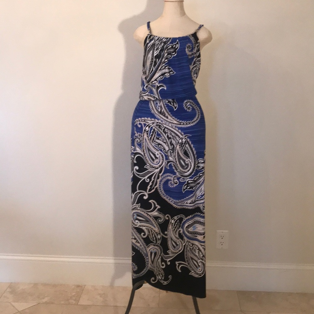 WHBM Blue Paisley Maxi Dress - XS